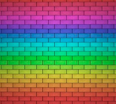 Bricks wall rainbow background Stock Illustration