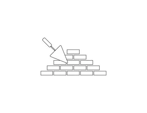 Bricks, wall, trowel, work icon. Vector illustration. Stock Illustration