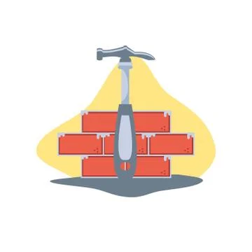 Bricks wall under construction design Stock Illustration