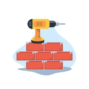 Bricks wall under construction design Stock Illustration