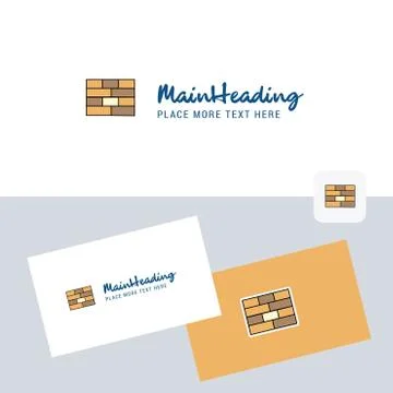Bricks wall  vector logotype with business card template. Elegant corporate i Stock Illustration