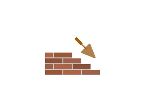 Bricks, wall, work icon. Vector illustration. Flat design. Stock Illustration