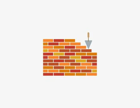 Bricks, wall, work icon. Vector illustration. Flat design. Illustrazione stock