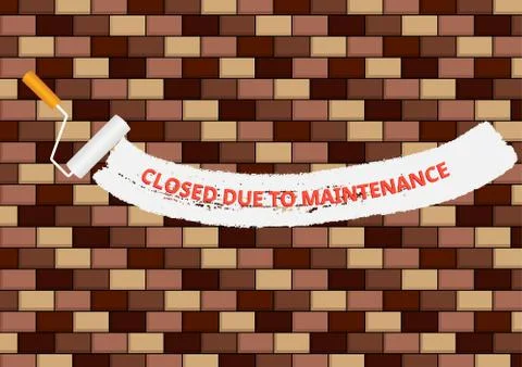 Brickwall with closed due to maintenance text Stock Illustration