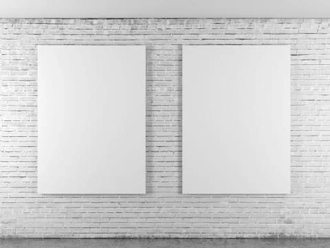 Brickwall with empty frames Stock Illustration