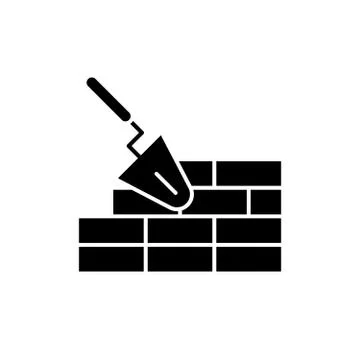 Brickwork black icon, vector sign on isolated background. Brickwork concept Stock Illustration