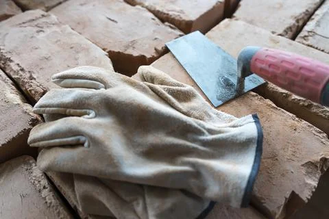 Brickwork of brick, folded in a certain way and fixed with mortar. industrial Stock Photos