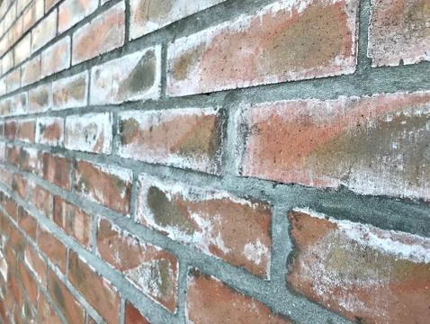 Brickwork. brown brick. Salt on bricks Foto stock