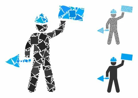 Brickwork builder Composition Icon of Humpy Parts Stock Illustration