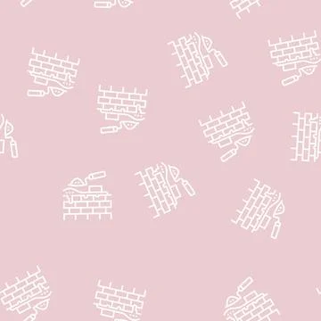 Brickwork building line seamless pattern Stock Illustration