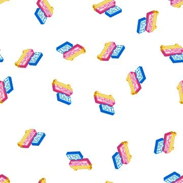 Brickwork courses isometric icon seamless pattern sign Stock Illustration