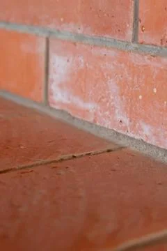 Brickwork gray cement lines closeup construction design background Foto stock