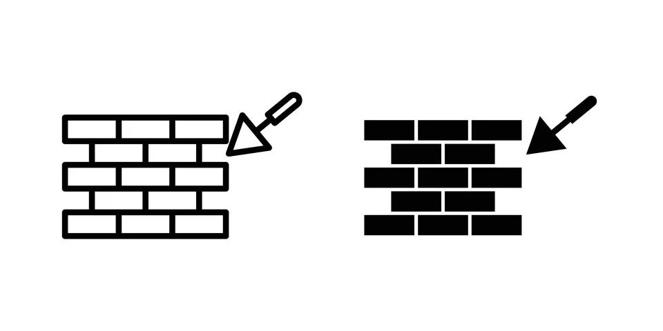 Brickwork icon set. Vector EPS 10 Stock Illustration