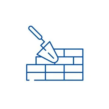 Brickwork line icon concept. Brickwork flat vector symbol, sign, outline Stock Illustration