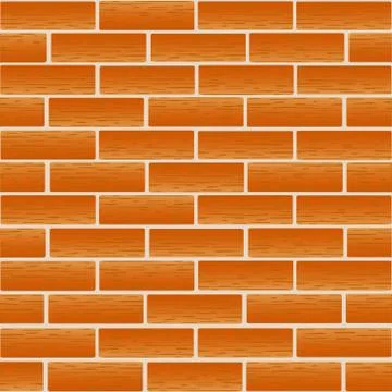 Brickwork of ordinary red bricks .  Vector.  Square Stock Illustration