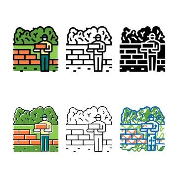 Brickwork services diversity color icon vector Stock Illustration