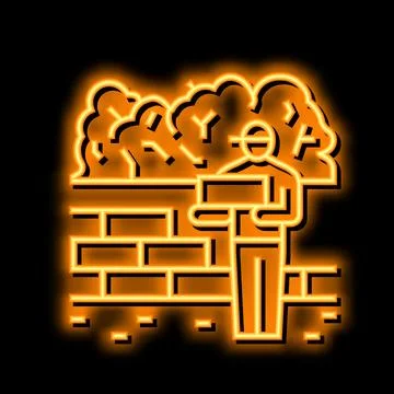 Brickwork services neon glow icon illustration Stock Illustration