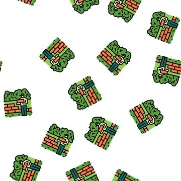 Brickwork services vector seamless pattern Stock Illustration