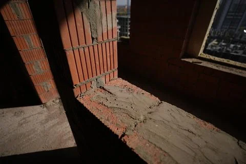 Brickwork of the window opening Stock Photos