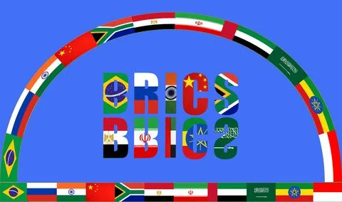 BRICS countries. National flags, icons set. images of flags of Brazil, Russia 스톡 일러스트