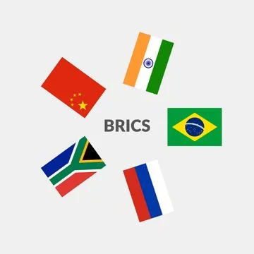 BRICS Countries Rectangle flag icon collection. Stock Illustration