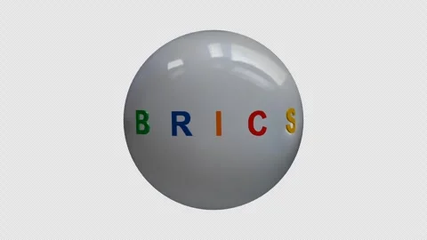 BRICS letters within globe animation. 4K footage Stock Footage 299640312