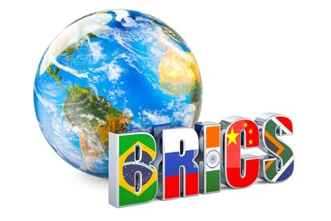 BRICS summit concept with Earth Globe, 3D rendering Stock Illustration