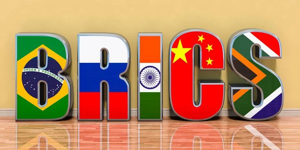 BRICS summit concept in interior, 3D rendering Stock Illustration