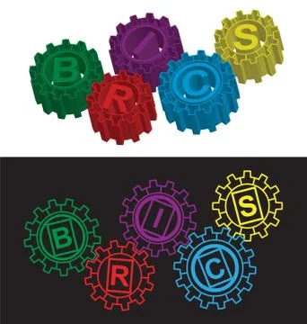 BRICS symbol of gears. Vector illustration Stock Illustration