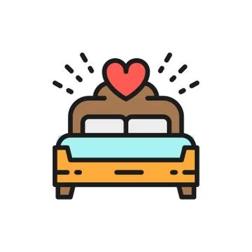 Bridal bed, king size flat color line icon. Stock Illustration