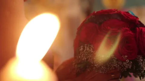 Bridal bouquet made ​​from flowers, pink roses and white orchids Stock Footage 59588322