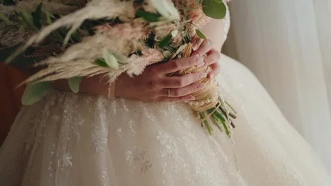 Bridal bouquet with natural elements Stock Footage 303824613