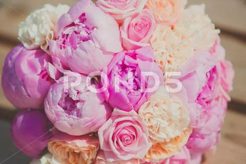 Bridal Bouquet Of Peonies And Roses
