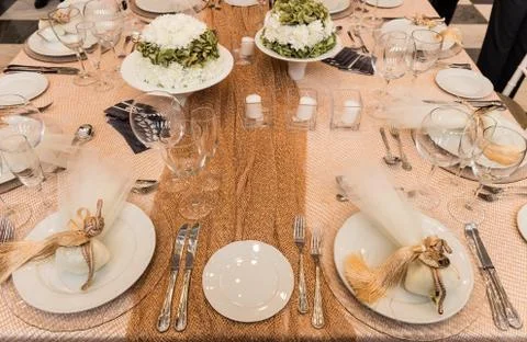 Bridal decorated table Stock-Fotos