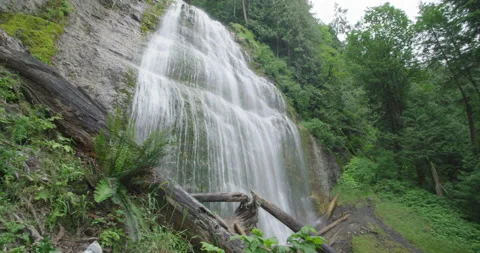 Bridal Falls wide pan waterfall Stock Footage 137536677