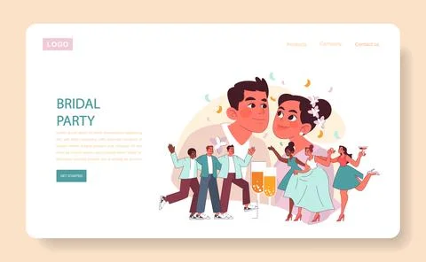 Bridal Party concept. Flat vector illustration. Stock Illustration