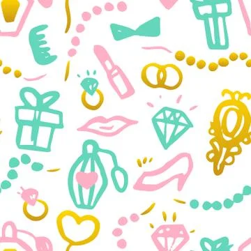 Bridal Shower Seamless Pattern Illustrazione stock