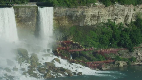 Bridal Veil Falls with the Cave of the Winds Stock Footage 218217048