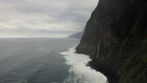 Bridal Veil Falls waterfall also known as the  Veu da Noiva Madeira Portugal Stock Footage 83926356