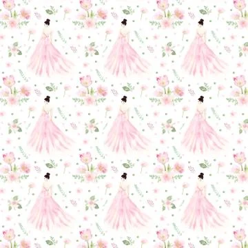 Bridal watercolor pattern. Stock Illustration