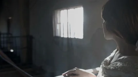 Bride in an abandoned place Stock Footage 171835773