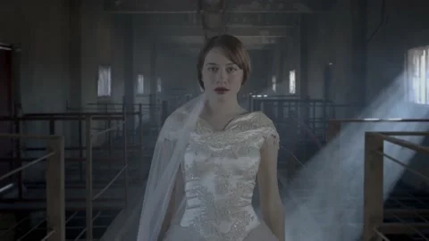 Bride in an abandoned place Stock Footage 171835999