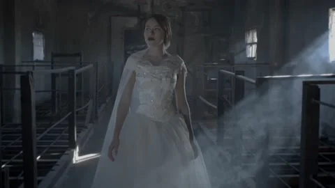 Bride in an abandoned place Stock Footage 171836131