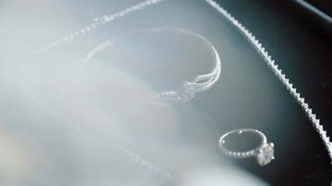 Bride Accessories. Bracelet, Ring And Chain. Stock-Footage 109560181