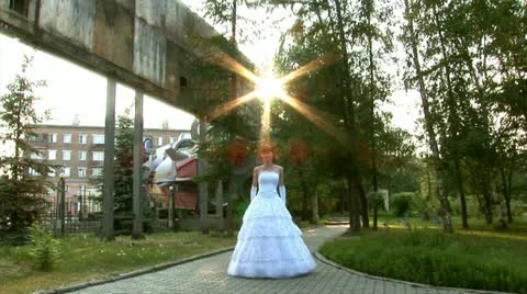 Bride against the sunset Stock Footage 11226248