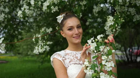 The bride and apple tree Stock Footage 61783605