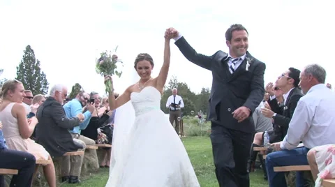 Bride and Groom Dance Down the Aisle Video stock 42312345
