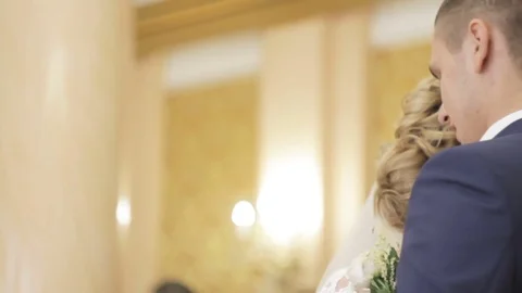 Bride and groom dancing close-up Stock Footage 73443817