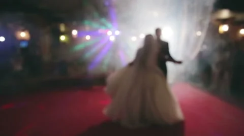 Bride and groom dancing the first dance at their wedding day Stock Footage 56608079