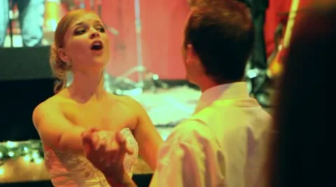 Bride and Groom Dancing at Wedding 4 Stock Footage